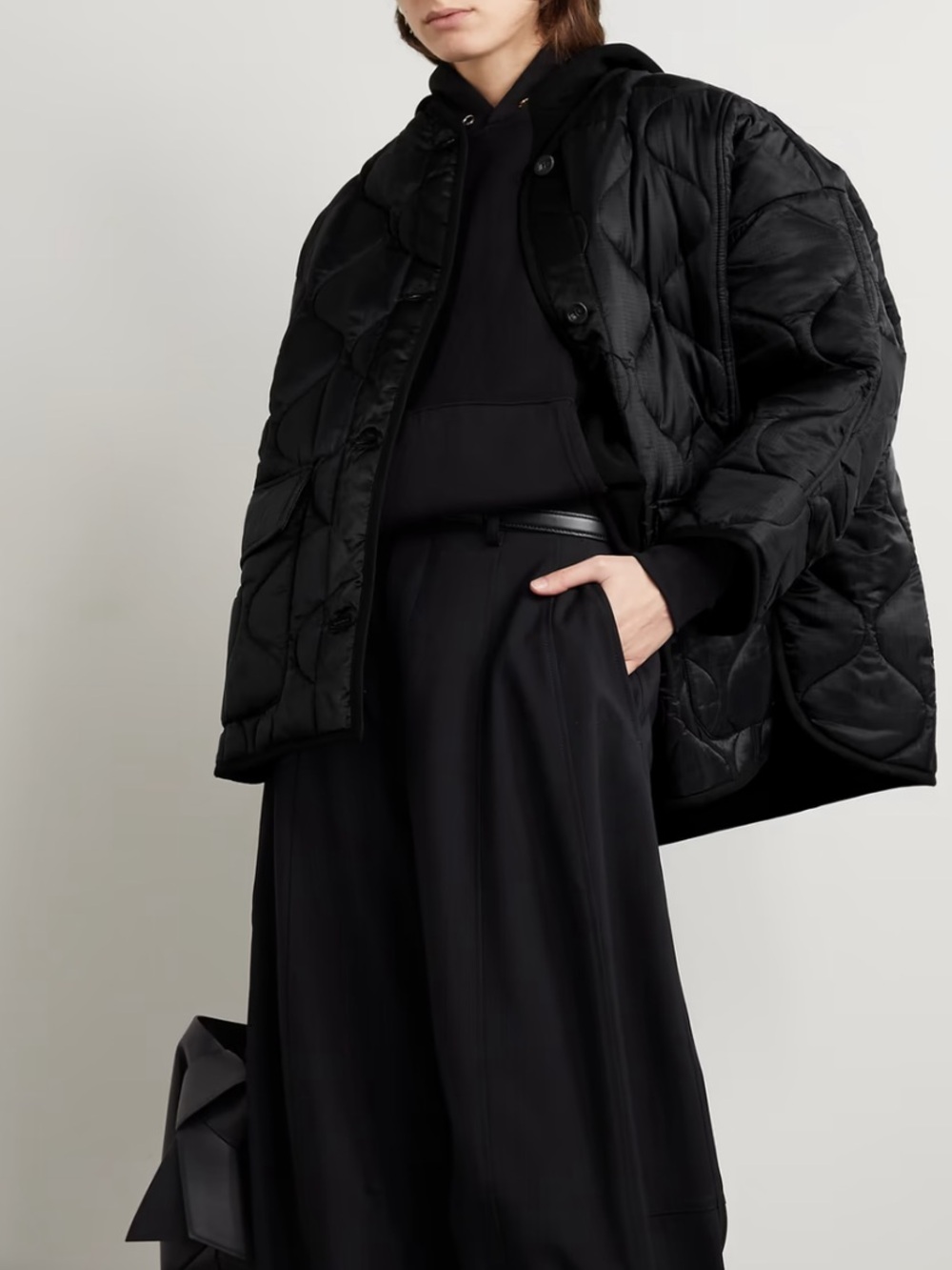 The Frankie Shop Black Quilted Ripstop Oversized Puffer Jacket M/L